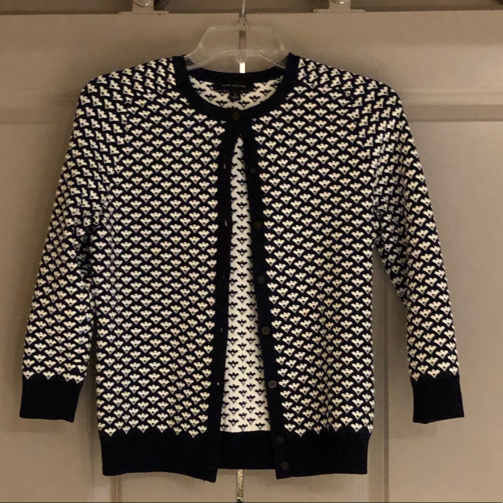Ann Taylor black and white cardigan